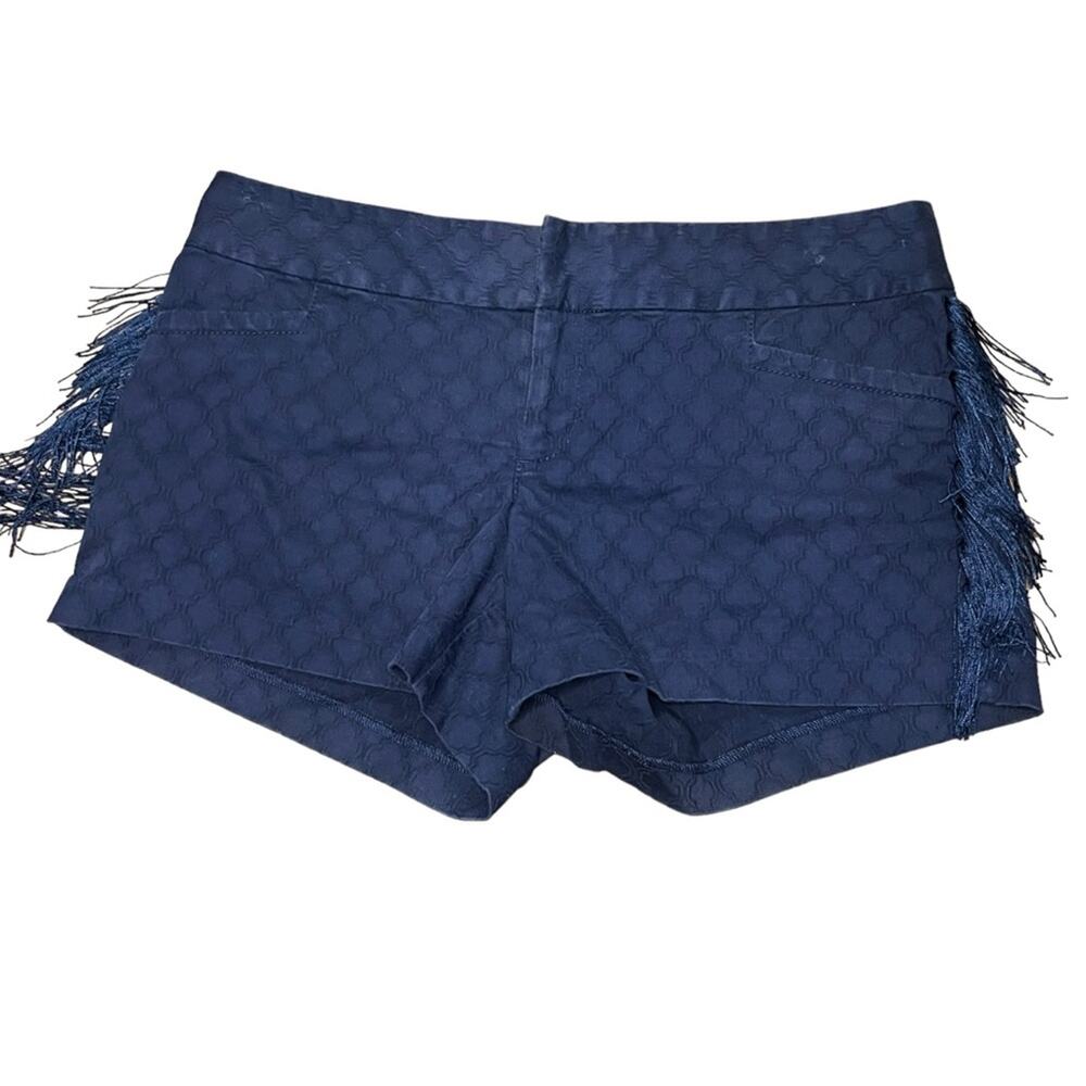 Lilly Pulitzer Dress Shorts Womens Size 6 Navy Tonal Jacquard Fringe Trim - Picture 2 of 5